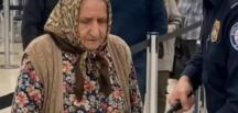 Yaşlı bir kadının bagaj kontrolü sırasında